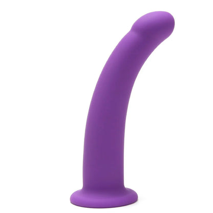 Me You Us 7 inch curved dildo in smooth silicone, ideal for strap-on play