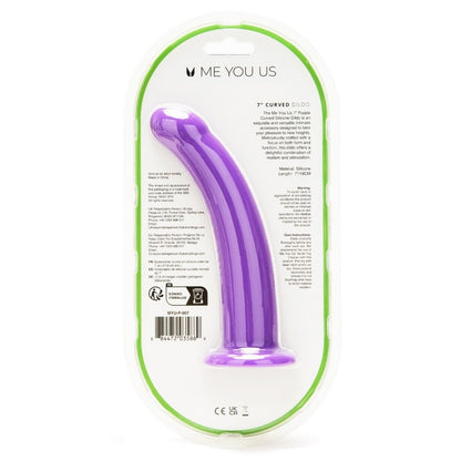 me you us 7 inch curved dildo made of smooth silicone, a strap-on toy