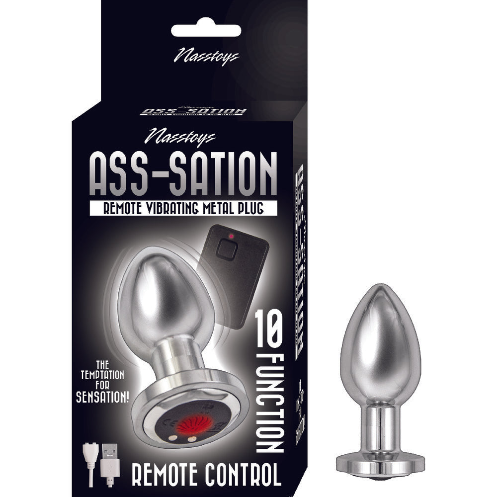 Silver vibrating butt plug with remote control for pleasurable solo or partner play