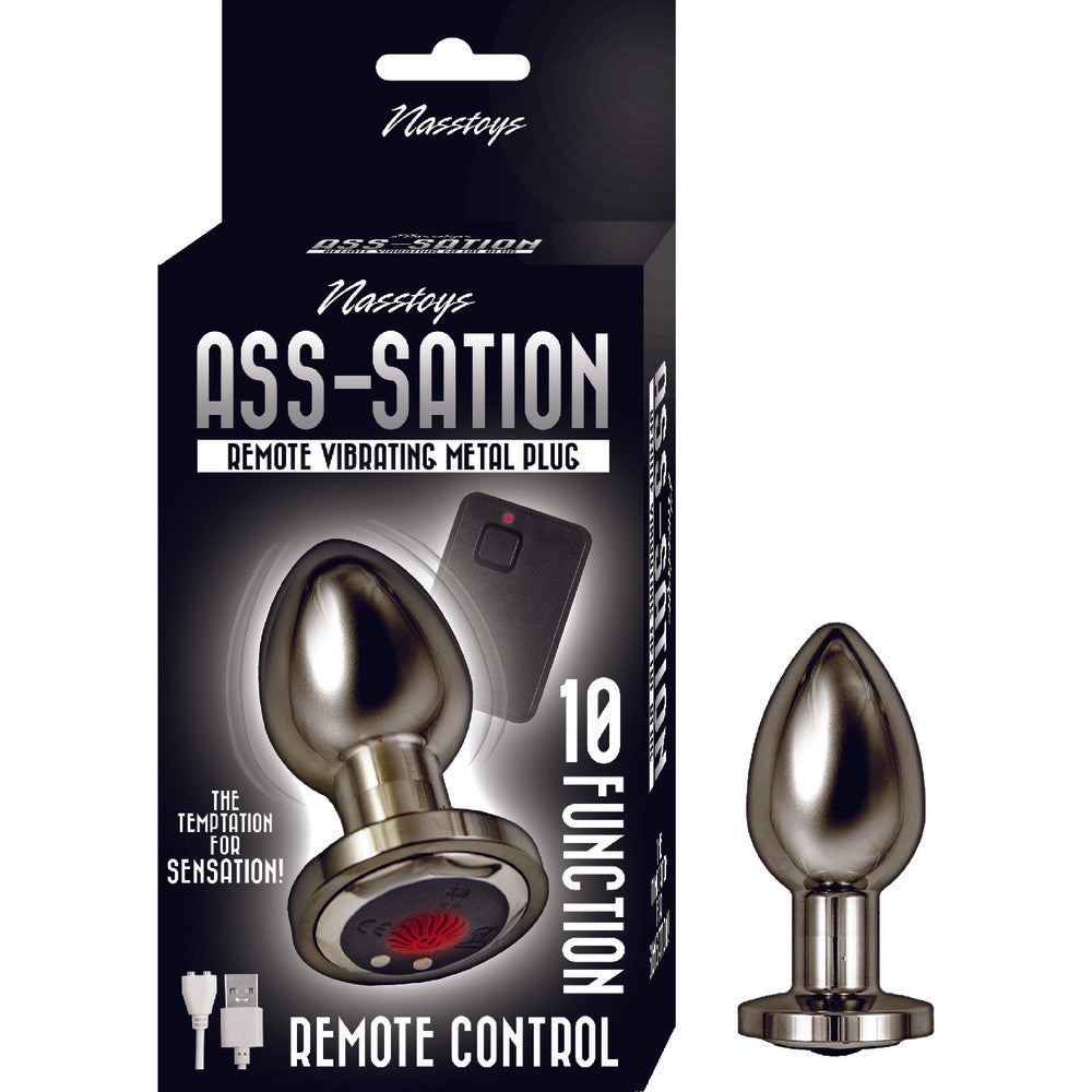 Black vibrating butt plug with remote control from nasswalk toys for anal pleasure