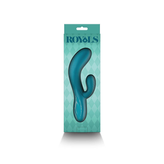 Metallic green vibrator from ns novelties with a clitoral stimulator for intimate pleasure.