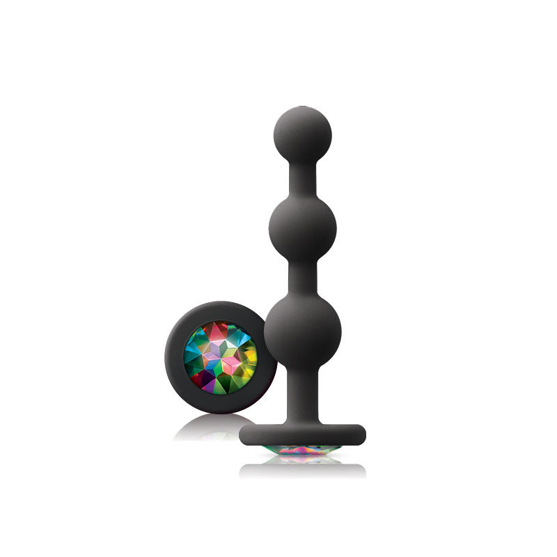 glams black ripple anal plug from ns novelties with a rainbow gem accent