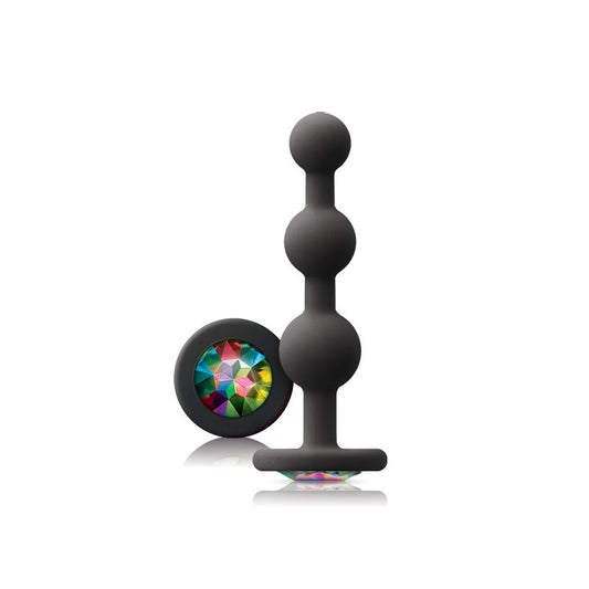 glams black ripple anal plug from ns novelties with a rainbow gem accent