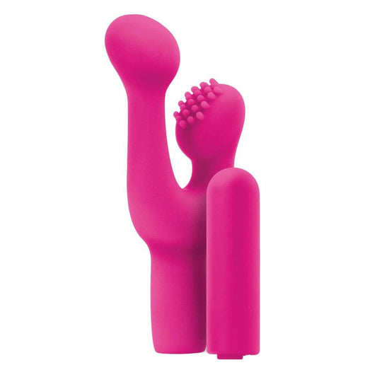 Close-up of a pink, finger-shaped clitoral stimulator from NS Novelties, ready for fun.