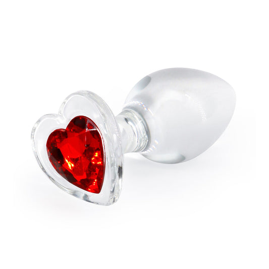 Medium-sized crystal glass heart butt plug, a sensual jewel for pleasure and decoration.