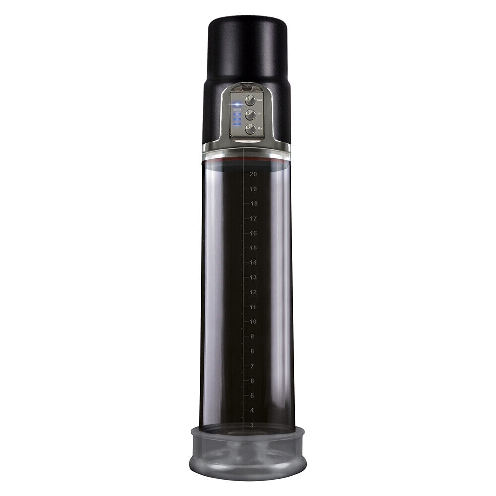 ns novelties renegade powerhouse rechargeable pump for penis enlargement, grey and clear plastic.