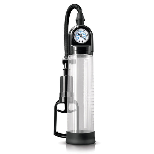 The NS Novelties renegade psi pump, a clear plastic penis enlargement device.
