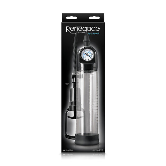 ns novelties renegade psi pump, a clear plastic penis enlargement device.