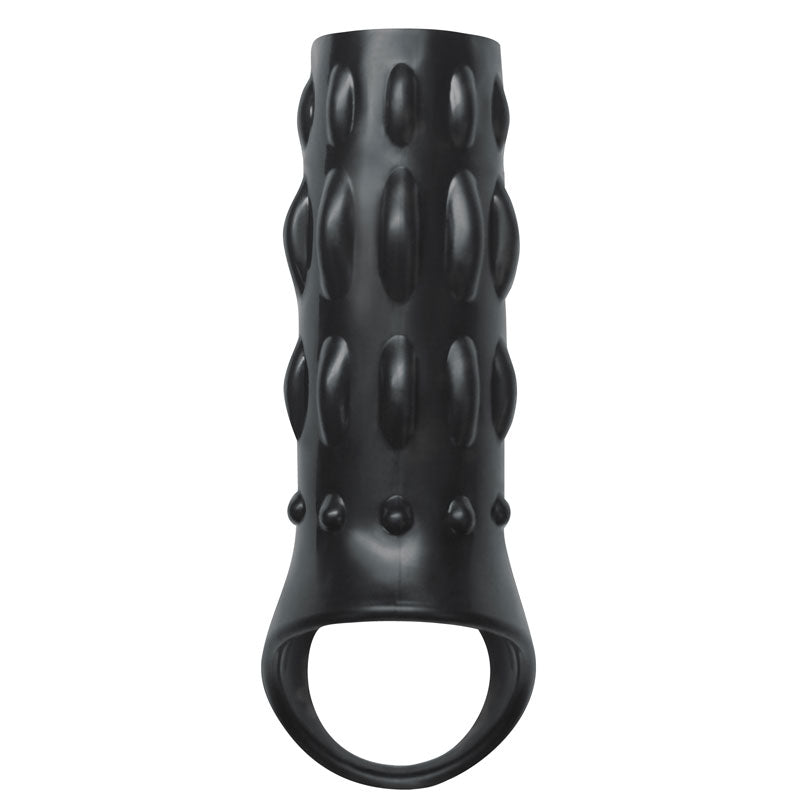 Black reversible power penis cage from NS Novelties, a textured sleeve with a smooth finish.