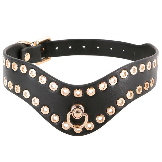 ns novelties kali collar, black faux leather with silver-tone o-ring, fetish fashion accessory