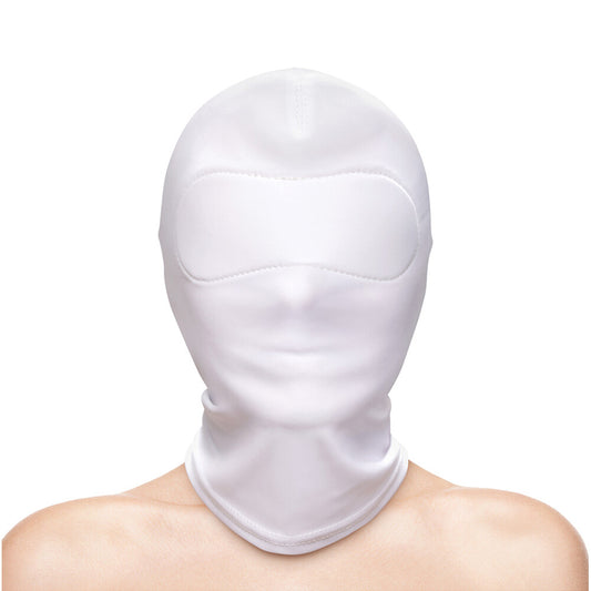 ns novelties fetish and fashion closed hood in white, crafted for bondage play.