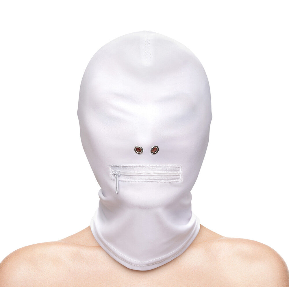 ns novelties black zipped mouth hood, part of the bondage hoods collection.
