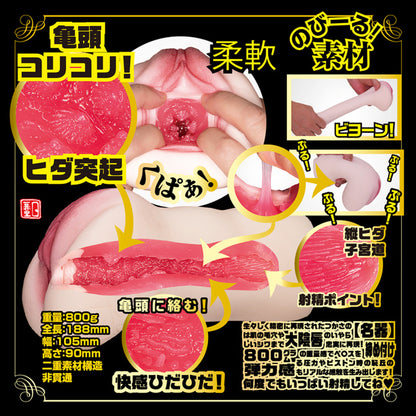 Utensil Race realistic masturbator with internal details, flesh-toned silicone for solo adult fun.