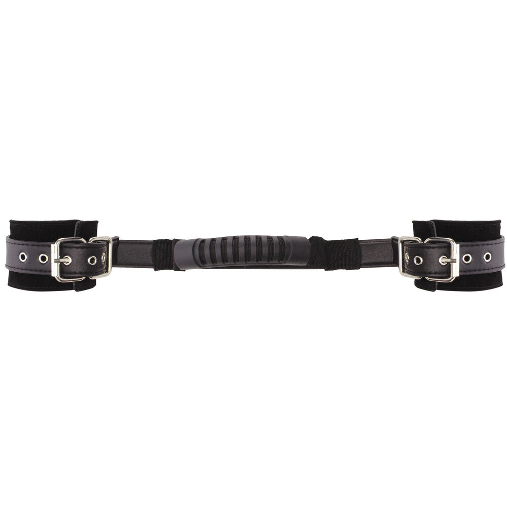 shots toys ouch adjustable black leather handcuffs for playful restraint sessions