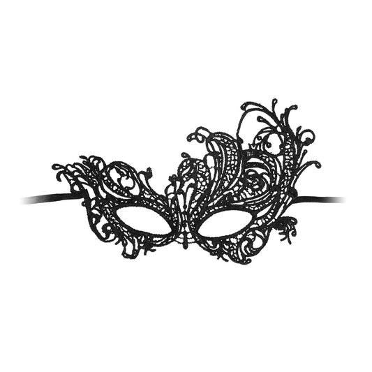 shots toys ouch royal black lace mask, intricate detailing, elegant and seductive eye covering for dressing up.