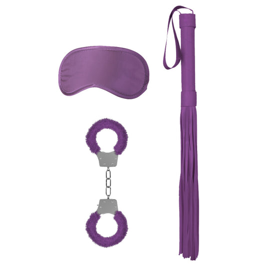 Shots Toys ouch introductory purple bondage kit includes restraints and accessories.