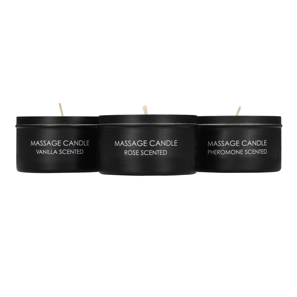 Set of three shots toys ouch massage candles for bath and body relaxation.