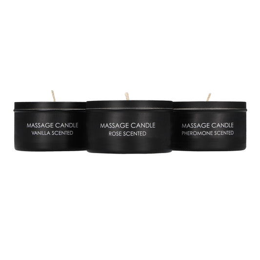 Set of three shots toys ouch massage candles for bath and body relaxation.