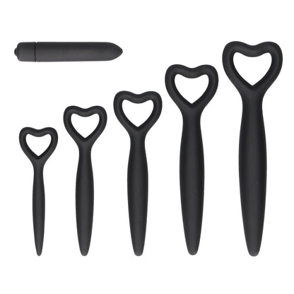 shots toys silicone vaginal dilator set, black, used for kegel exercises