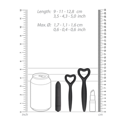 A set of black silicone vaginal dilators for kegel exercises, smooth and body-safe.