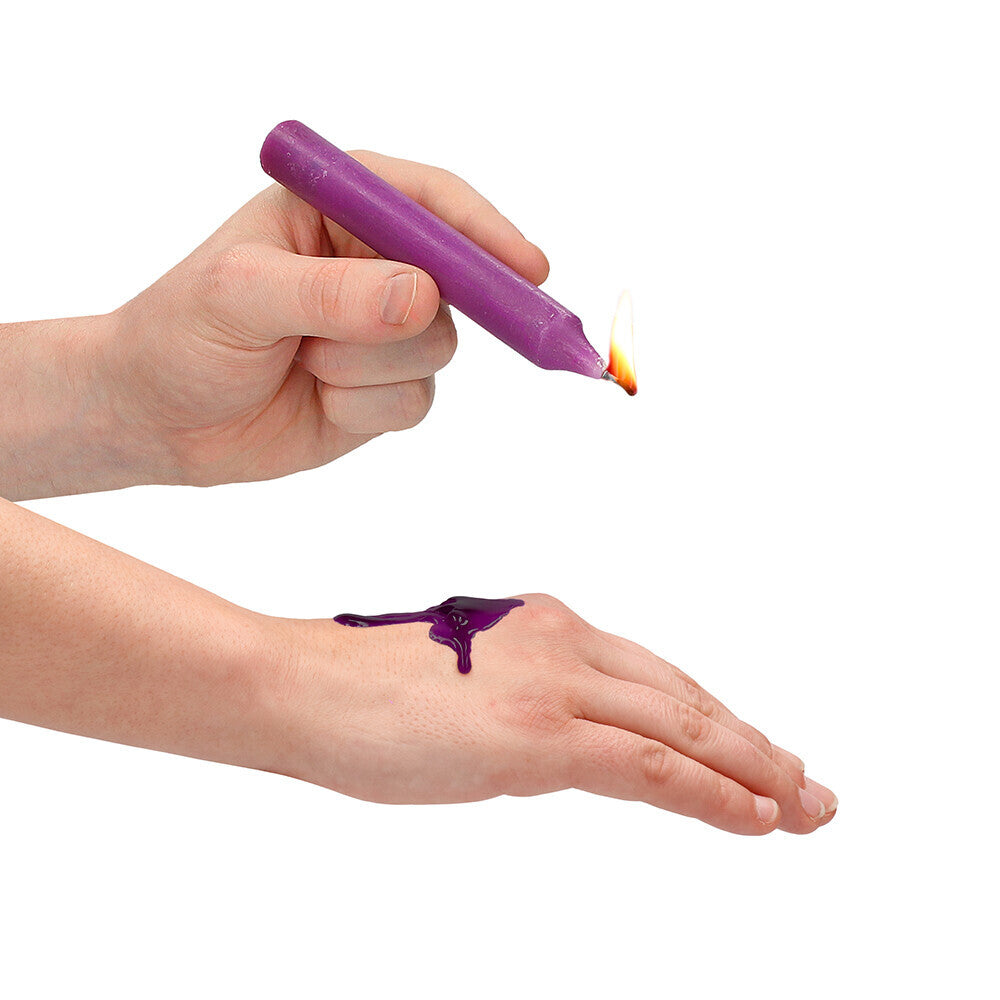 Four small teasing wax candles in assorted colours, ideal for bath and massage play.