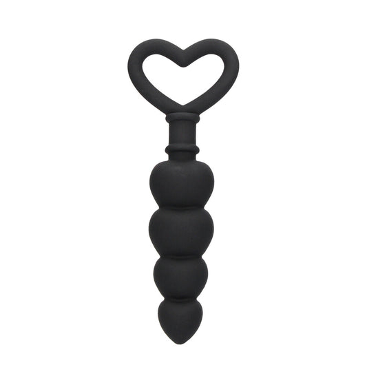 Black silicone anal love beads by shots toys for pleasurable intimate exploration.
