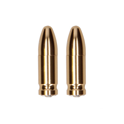 Gold-tone shots toys nipple clamps with diamond bullet detail for a bit of ouchy fun.