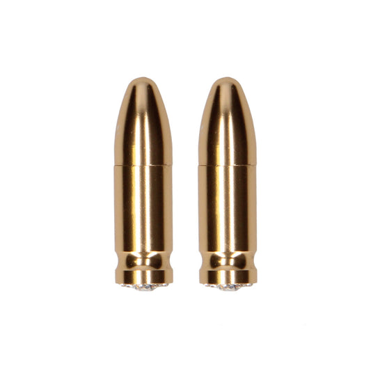 Gold-tone shots toys nipple clamps with diamond bullet detail for a bit of ouchy fun.