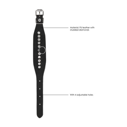 shots toys ouch black wrist cuffs with diamond stud detailing for restraint play