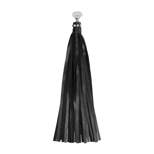 shots toys ouch flogger with black suede tails and sparkling diamond stud detailing