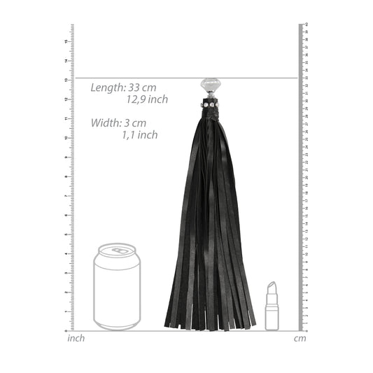 shots toys ouch flogger with diamond studs, black leather whip for playful sensual games