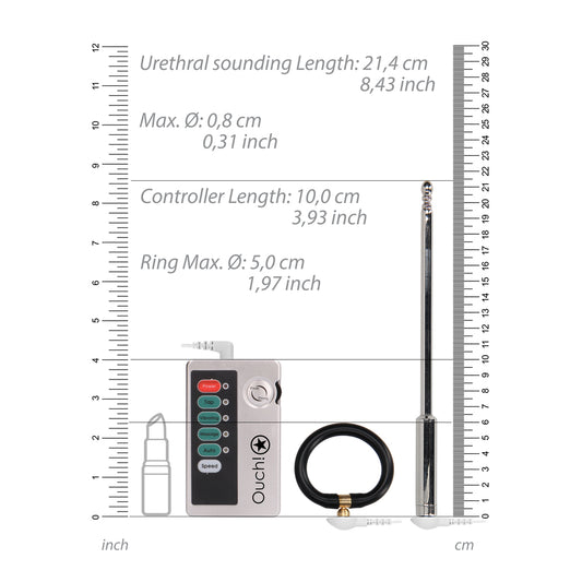 shots toys e-stimulation urethral sounding set, a shiny silver metal electro sex toy.