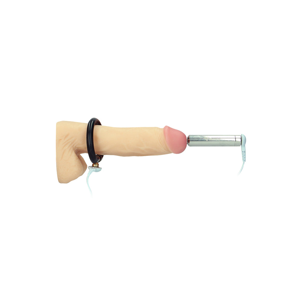 shots toys ouch e-stim urethral sounding set, silver metal, electro sex stimulation