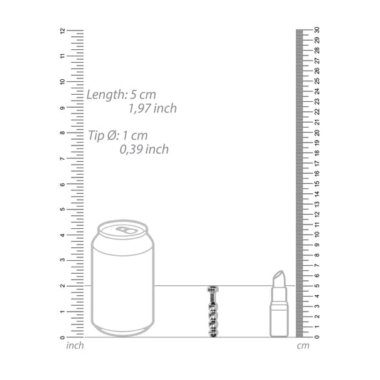 Stainless steel ridged urethral plug from shots toys, a medical instrument.