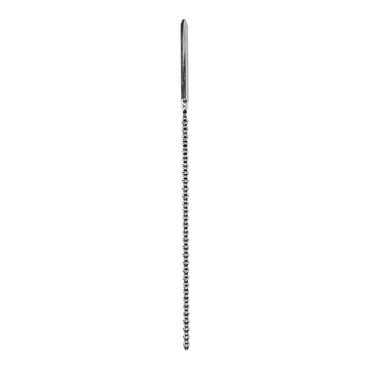 Stainless steel bumpy dilator from shots toys, a medical instrument for urethral sounding.