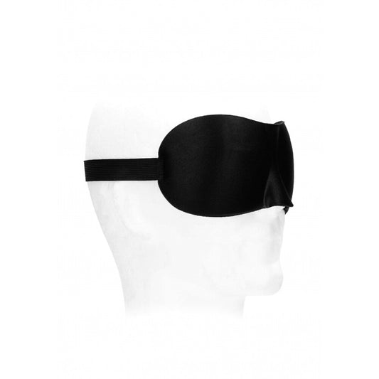 shots toys ouch curvy eye mask in black satin for restful sleep, comfy and stylish