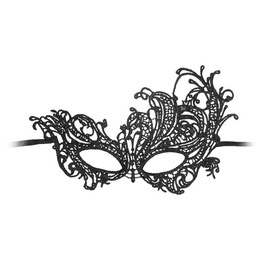 Royal black lace eye mask for a playful night, a luxurious bedroom accessory.