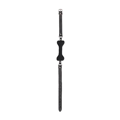 Black silicone bone gag from Shots Toys for puppy play, part of the gags and bits range.