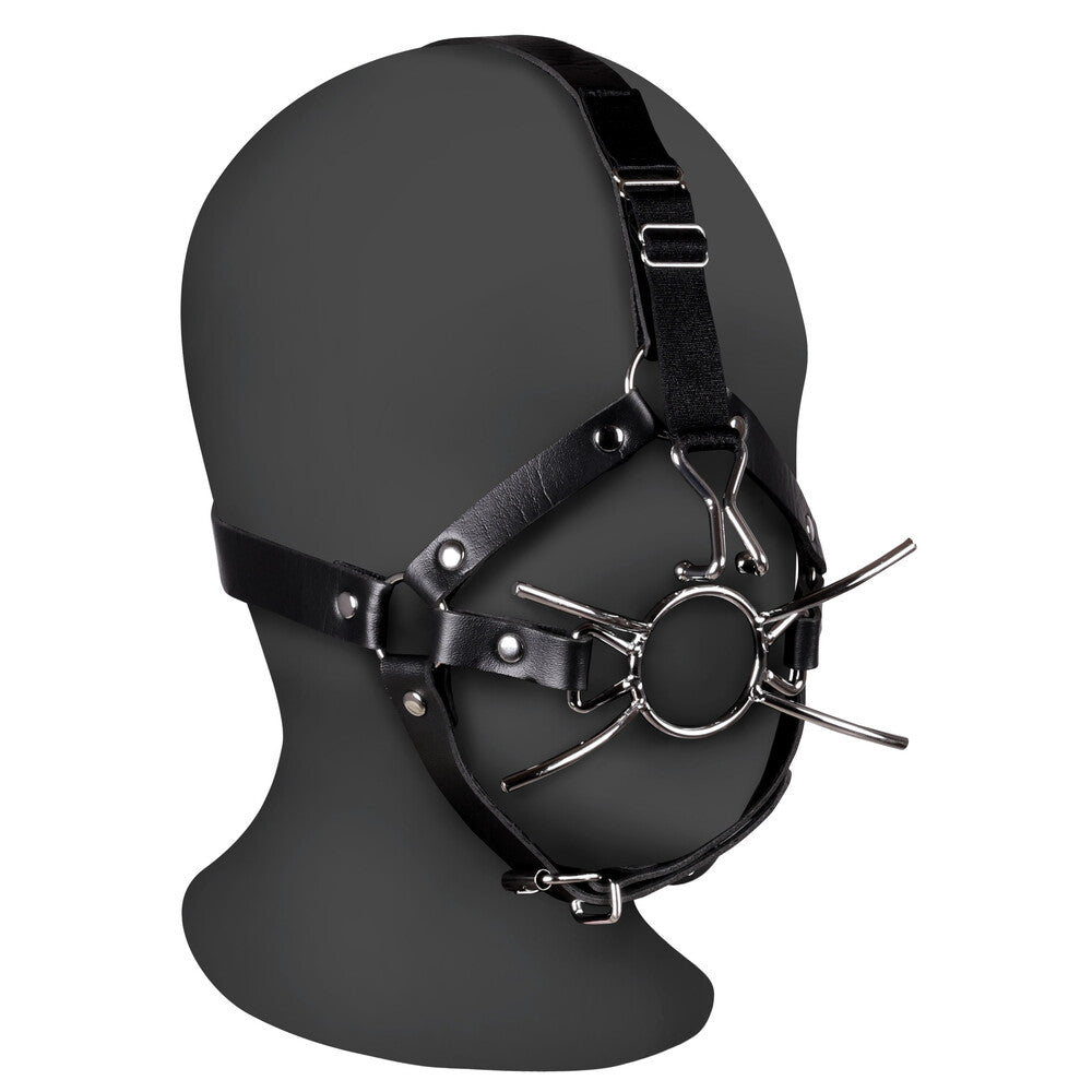 shots toys extreme head harness with spider gag and nose hooks in black