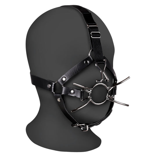 shots toys extreme head harness with spider gag and nose hooks in black