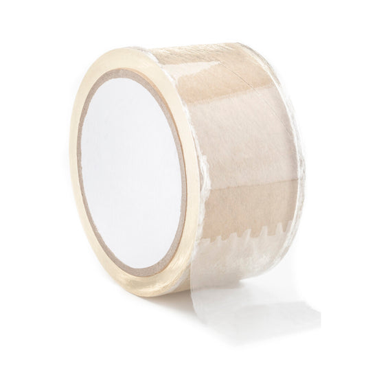 Clear bondage tape for playful restraint, see-through plastic material allowing visibility and comfortable application.