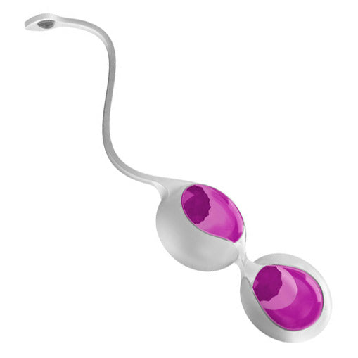 White and light violet ovo l1 silicone love balls, waterproof and smooth, for pleasure.
