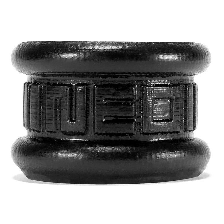Black oxballs neo short ballstretcher love ring, a textured and flexible male pleasure aid