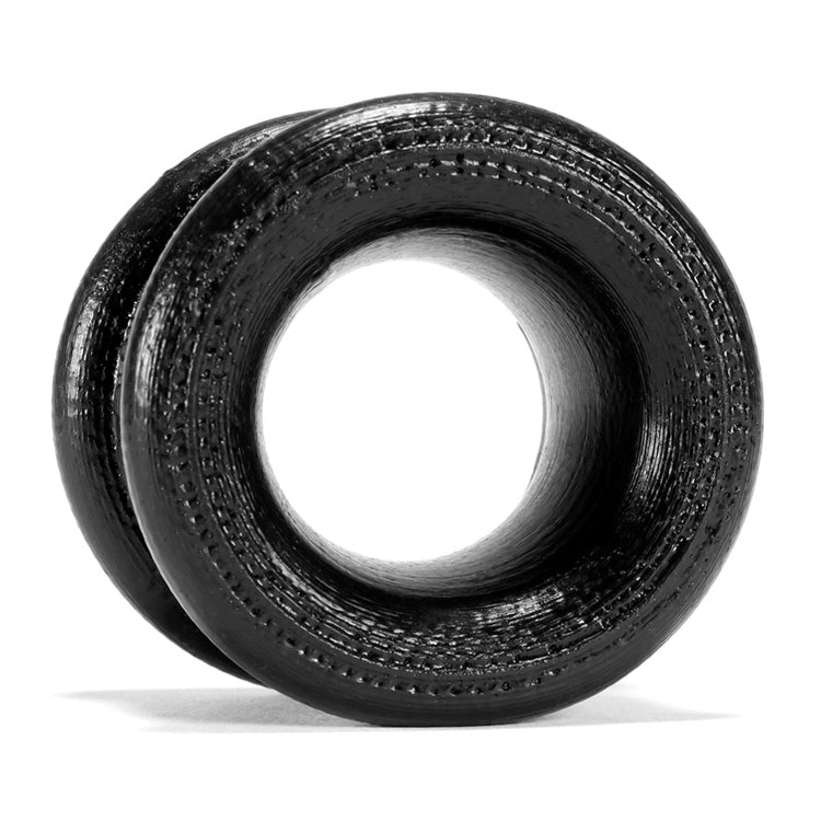 Black oxballs neo short ballstretcher, a love ring made of smooth, flexible material.