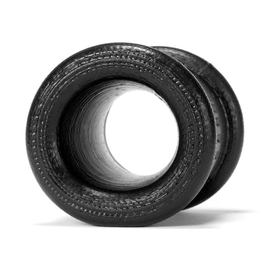 Oxballs neo tall ballstretcher in black, a textured love ring for enhanced pleasure.