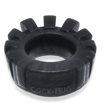 Black oxballs cock lug cockring with textured detailing, a love ring for enhanced pleasure.
