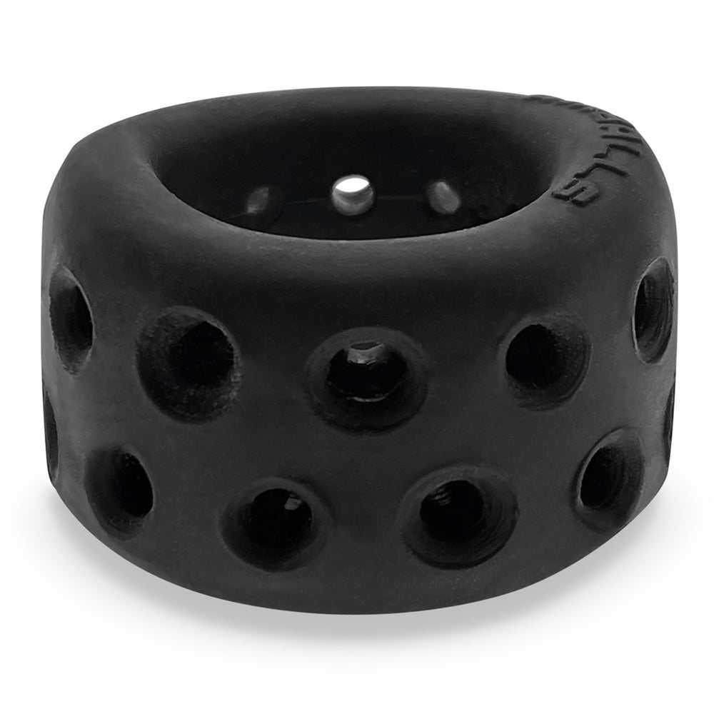 Black oxballs airballs airlite love ring for ball stretching, made of flexible material.