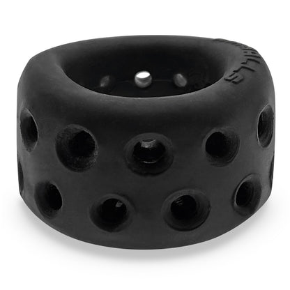 Black oxballs airballs airlite love ring for ball stretching, made of flexible material.