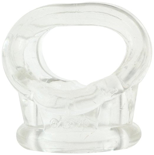 Clear, flexible oxballs cocksling for cock and ball bondage play; a comfy, transparent ring.