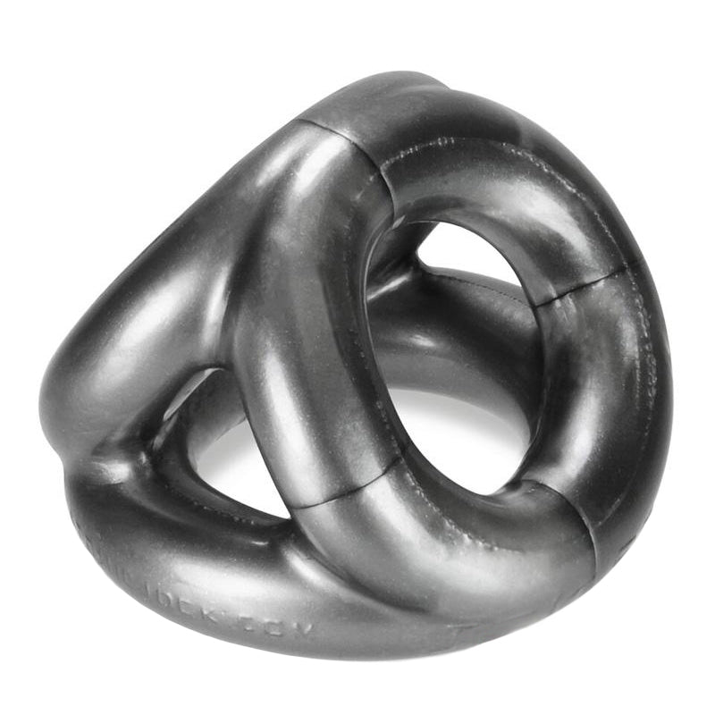 oxballs trisport steel cock ring with three interconnected loops for enhanced pleasure and support